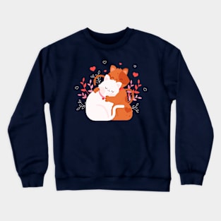 Valentines Day Cute Heart Cat Lover Gift Idea Kitty Couples Crewneck Sweatshirt